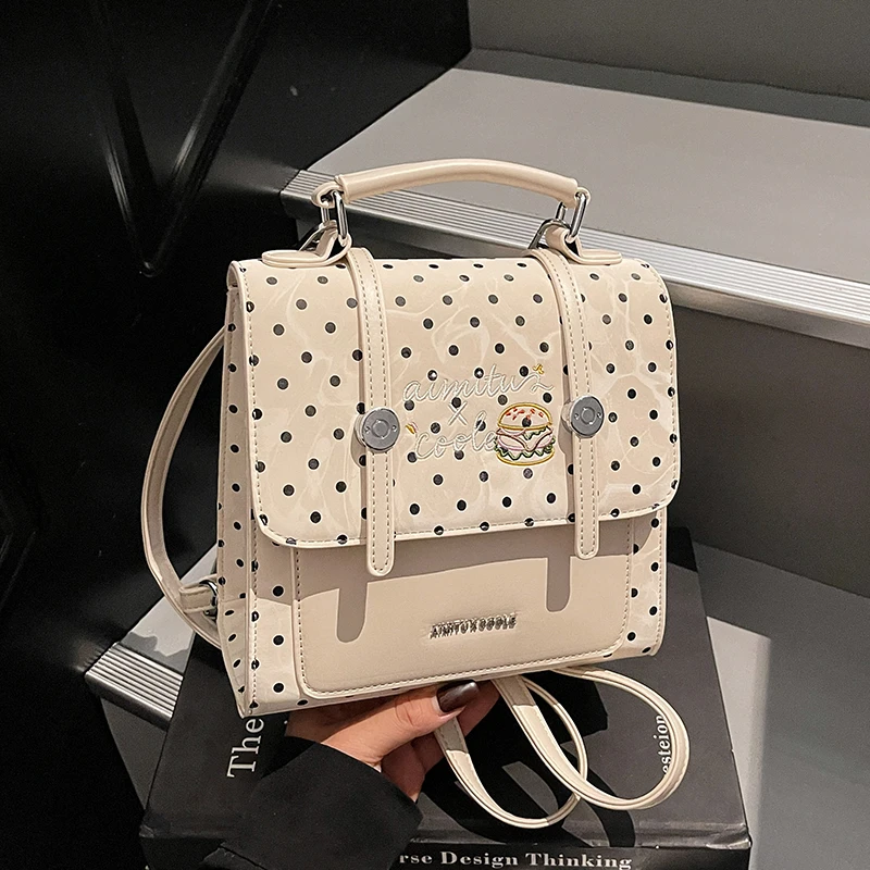 艾米兔女包2025新款潮流百搭日常单肩包通勤小众波点时尚双肩包包