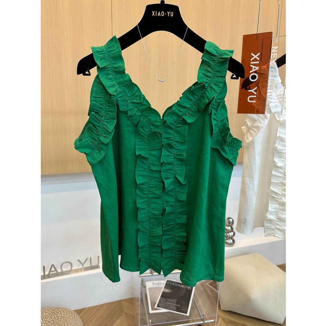 2025夏季新款时尚潮牌洋气气质设计感独特别致显瘦无袖上衣女爆款