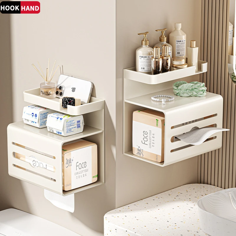 卫生间纸巾盒置物架壁挂式抽纸盒浴室免打孔厕纸盒家用厕所卷纸架