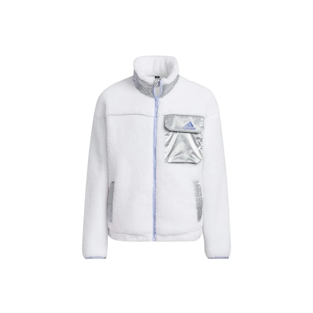 adidas阿迪达斯 白 立领夹克青少年 H42579