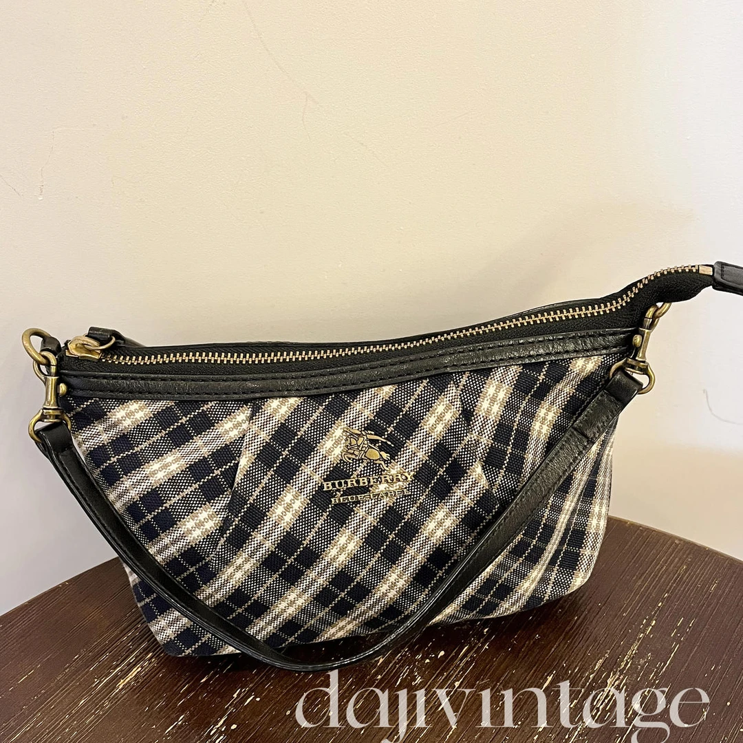 95新 BURBERRY/博柏利 大吉中古/Burberry拼色格纹手提包