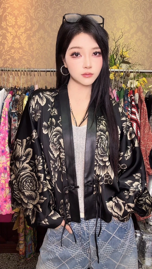 1555直下摆短款女一粒扣中国风开衫外套夏季时尚外搭短外套