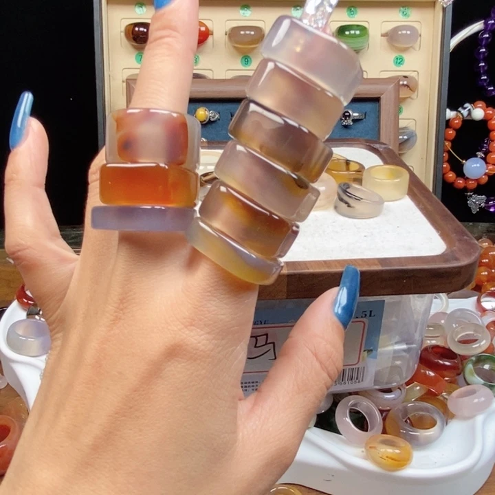 合金戒指玛瑙/玉髓澄*