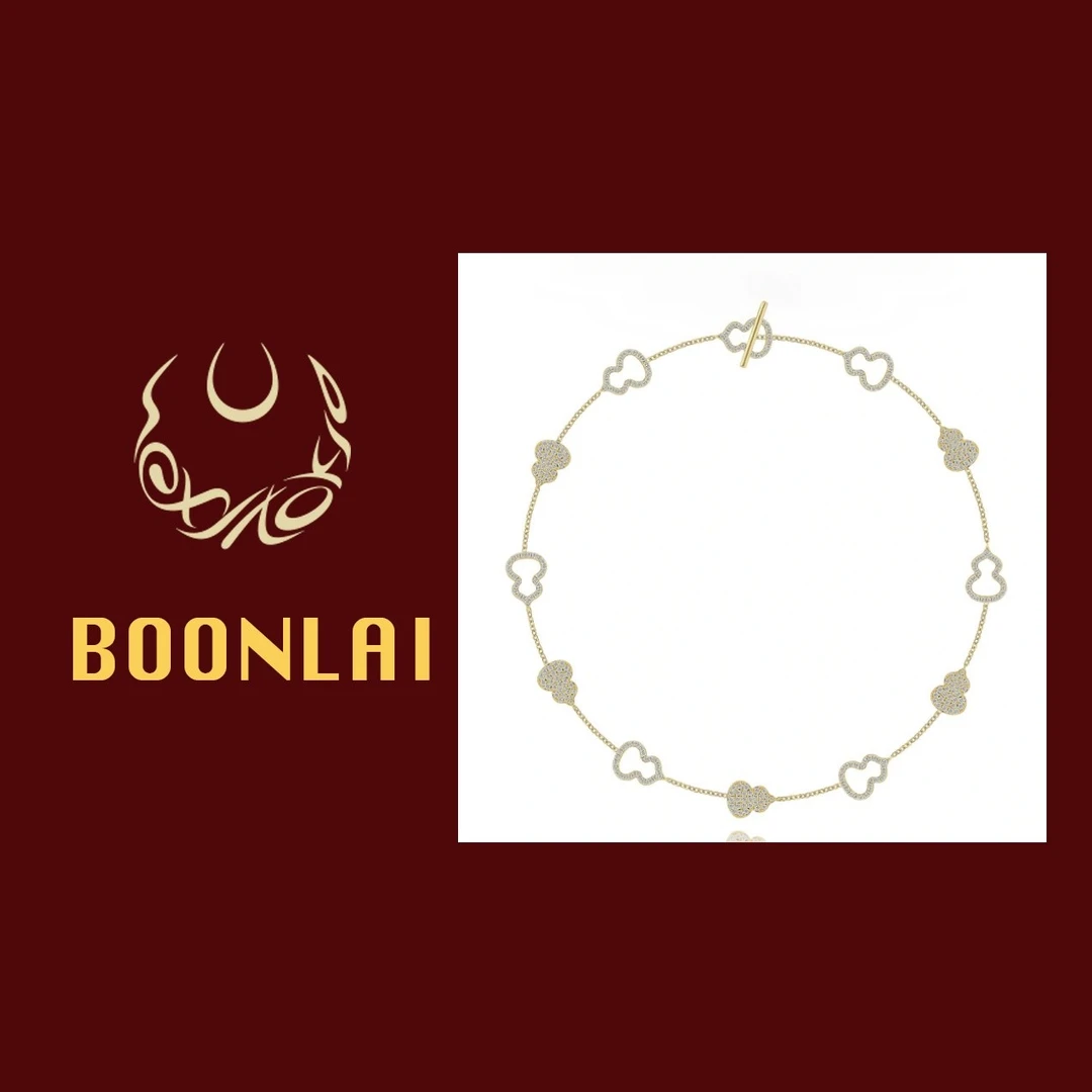 铜合金合成锆石项链 Boonlai 满钻葫芦镂空项链1331