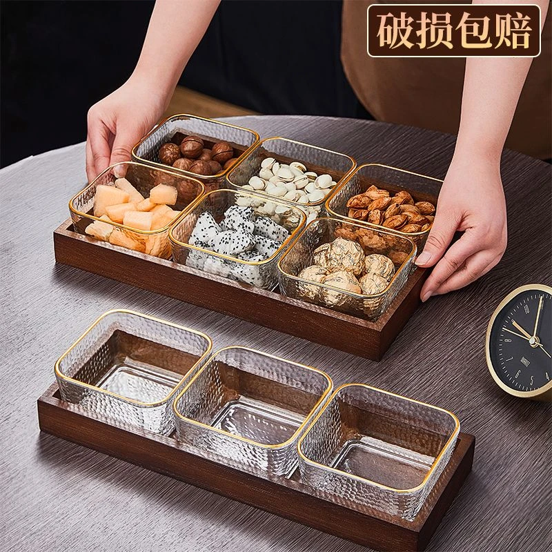 直播水果盘客厅家用玻璃茶点茶几零食干果坚糖果小吃碟点心收纳盒