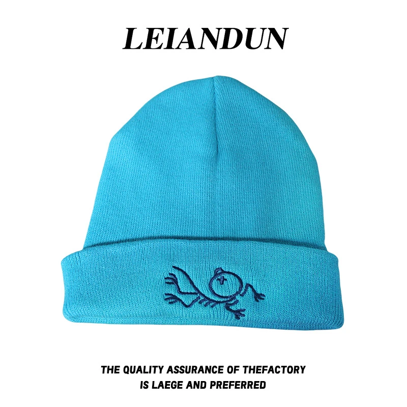 始祖小鸡冷帽刺绣针织帽秋冬毛线帽户外保暖冷帽刺绣冬