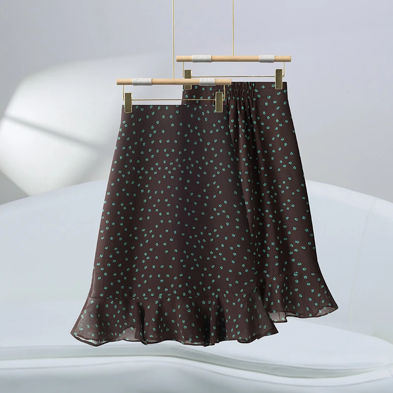 复古波点印花半身裙女2025夏季新款高腰修身时尚百搭减龄a字裙子