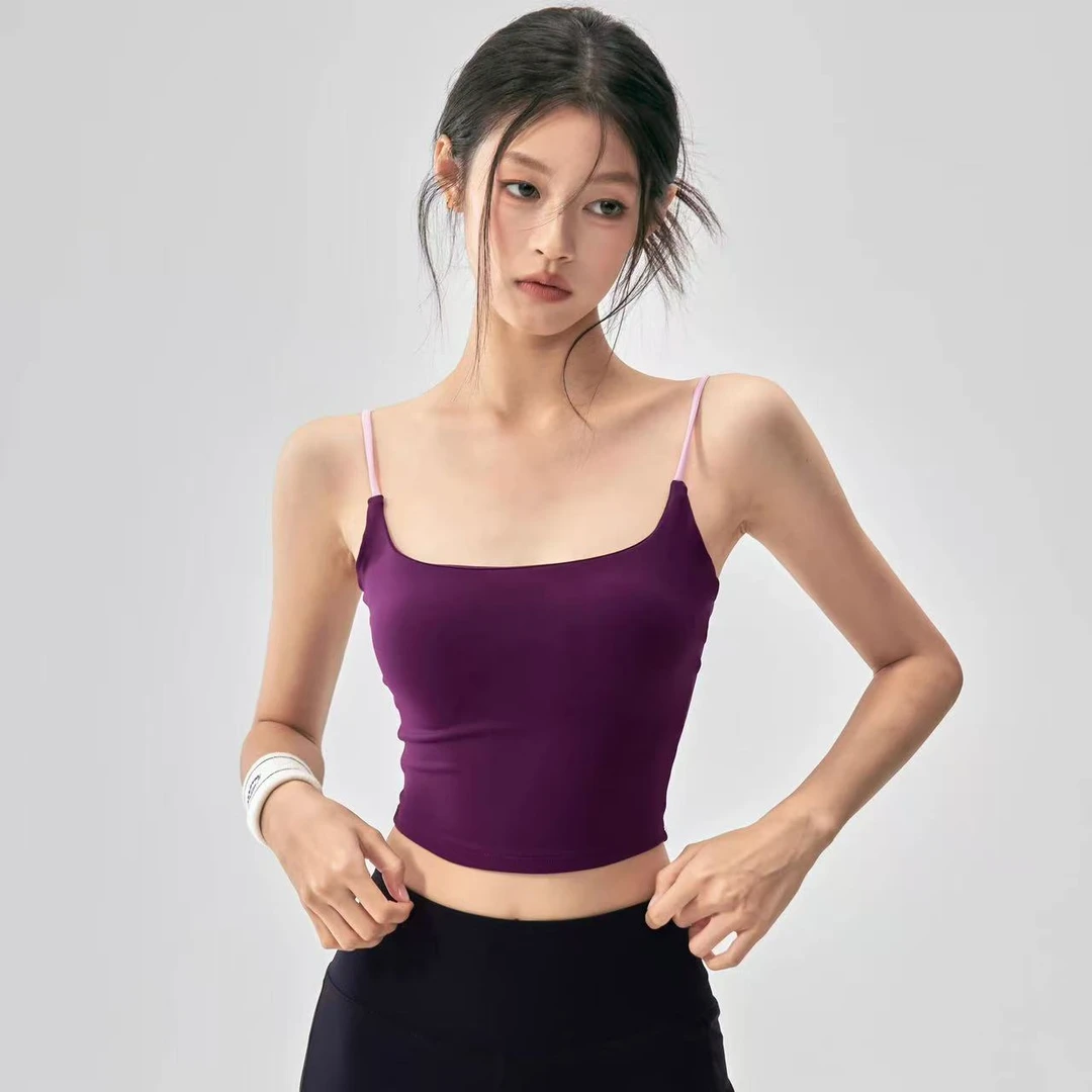 防震运动内衣女带胸垫美背撞色吊带背心显瘦外穿训练健身文胸新款
