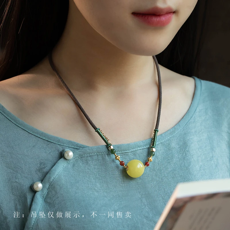 花素横穿项链高端手工挂绳吊坠绳双头挂件绳穿珠绳子单珠配饰时尚