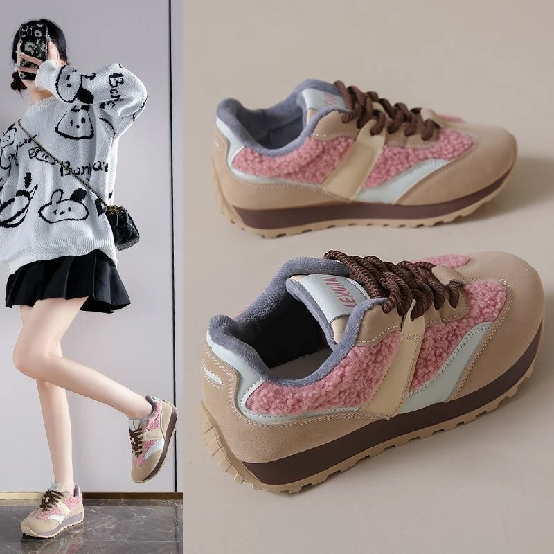 断码休闲板鞋女冬季加绒保暖轻便显瘦德训阿甘鞋子百搭运动鞋D-2