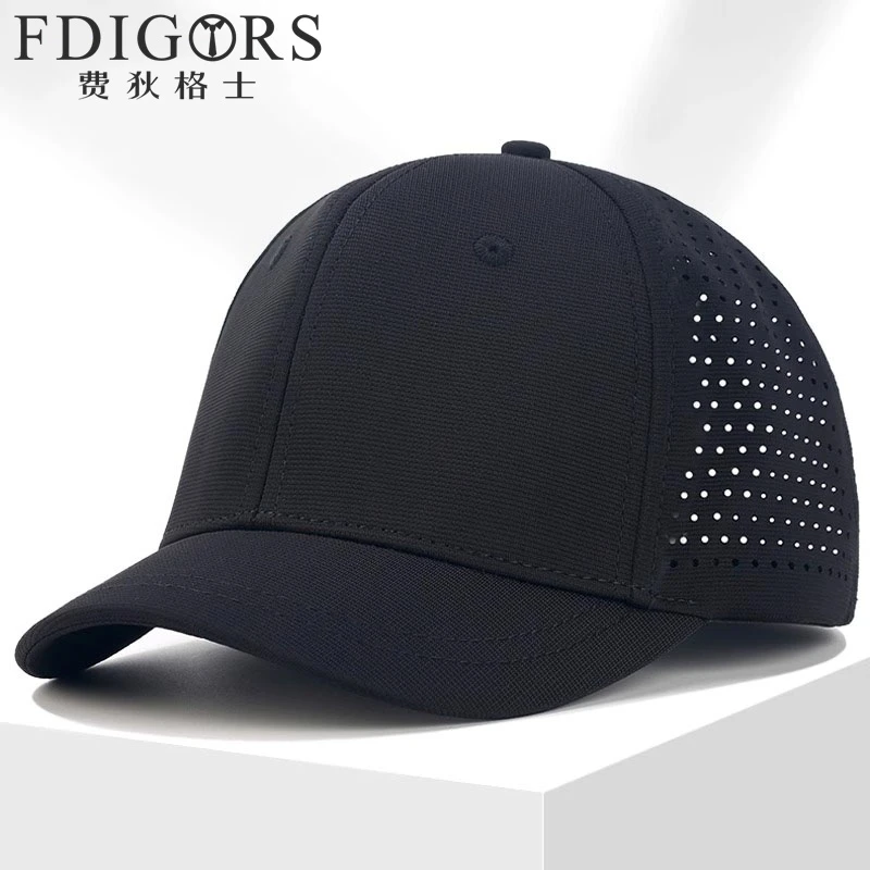 FDIGORS后封口帽子男款夏季5cm短帽檐网眼鸭舌帽大头围棒球帽