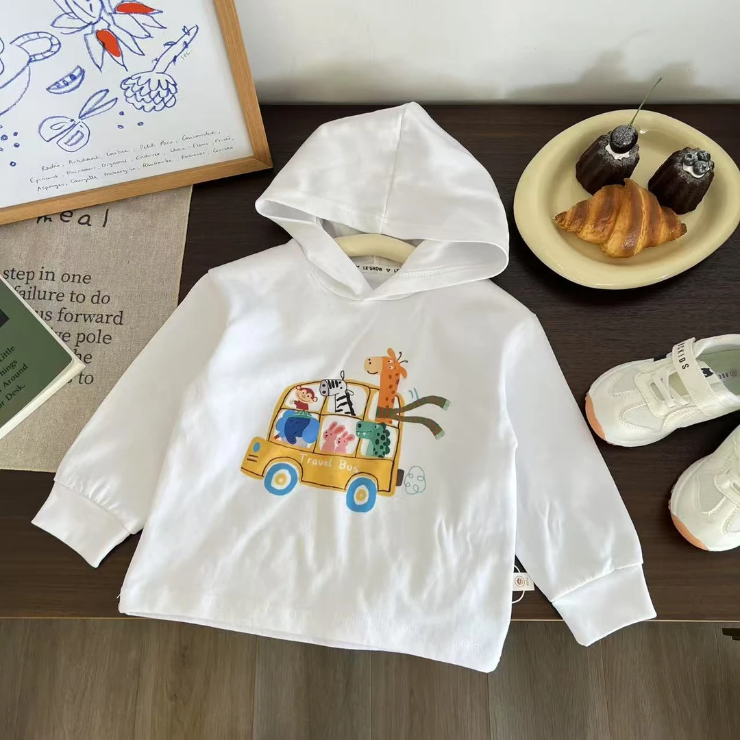 儿童春秋卡通印小动物帽衫H1925