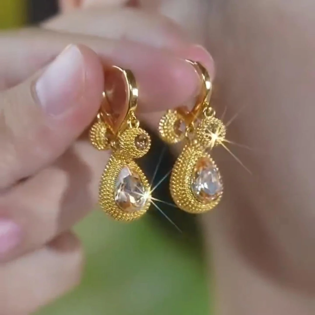 合金耳饰 时尚轻奢香槟金色榴莲耳环女气质设计感高级感水滴耳扣