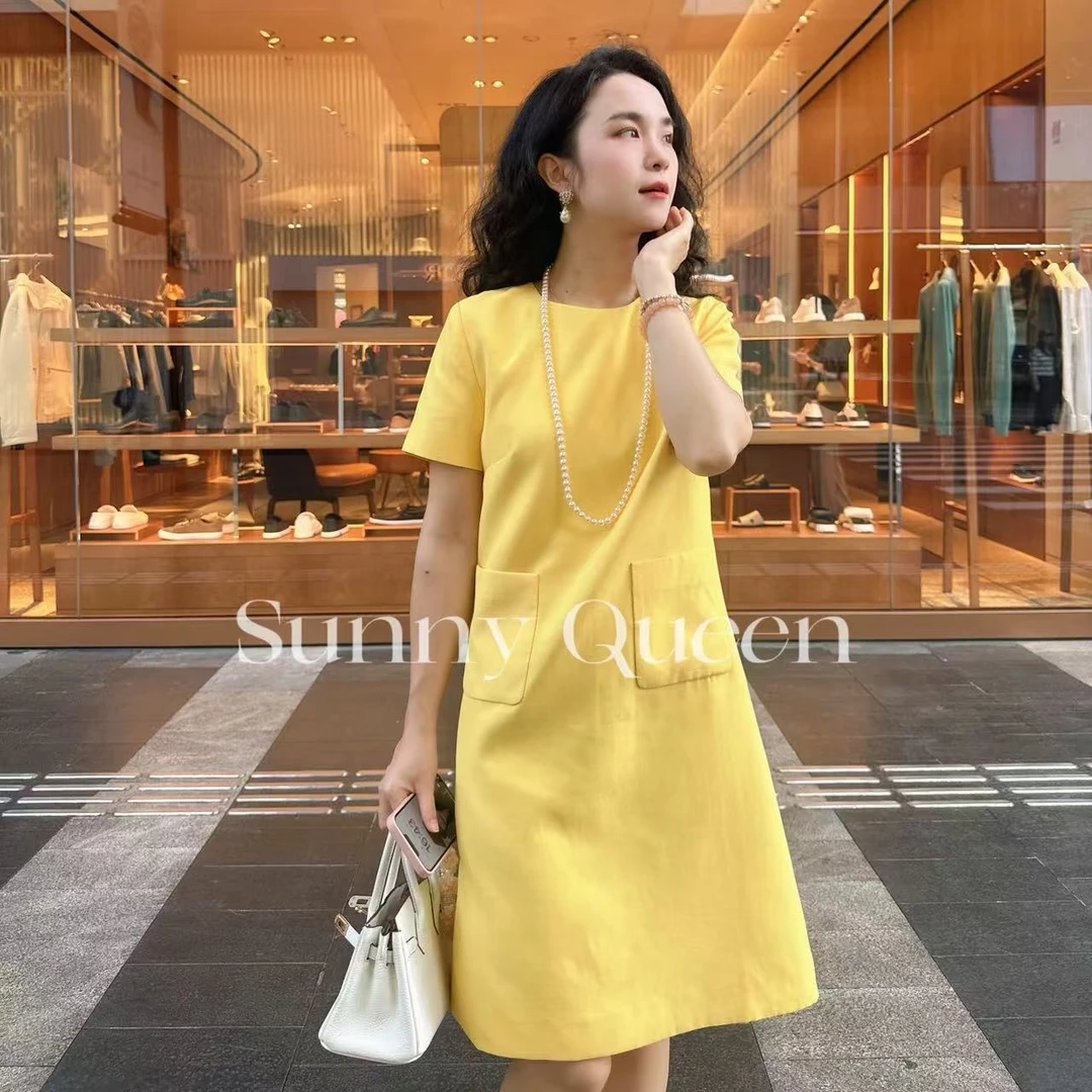 【晓晴的私服】  2025早秋新款法式简约小香风连衣裙短袖A字连衣裙