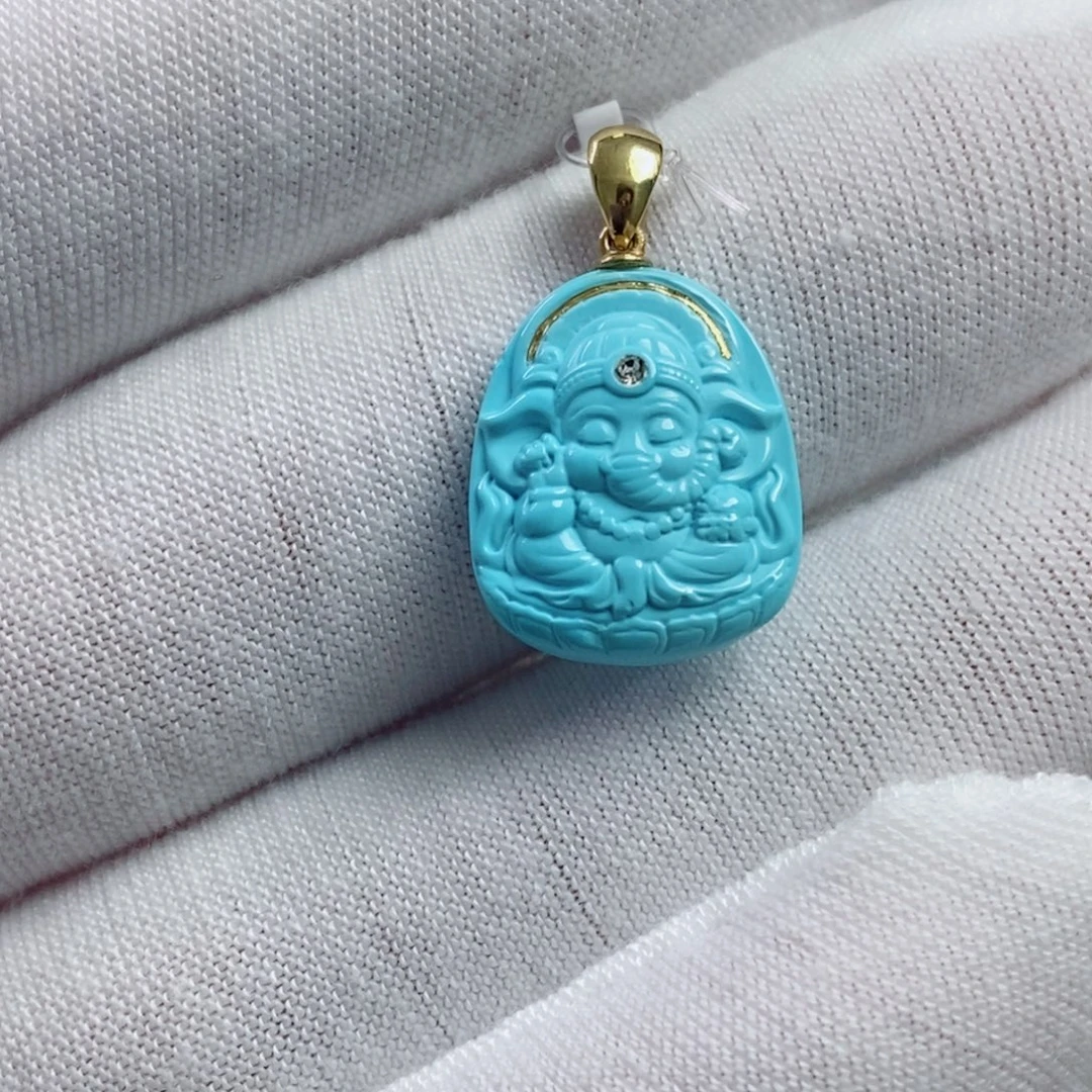 绿松石18K金镶嵌珠宝奇石