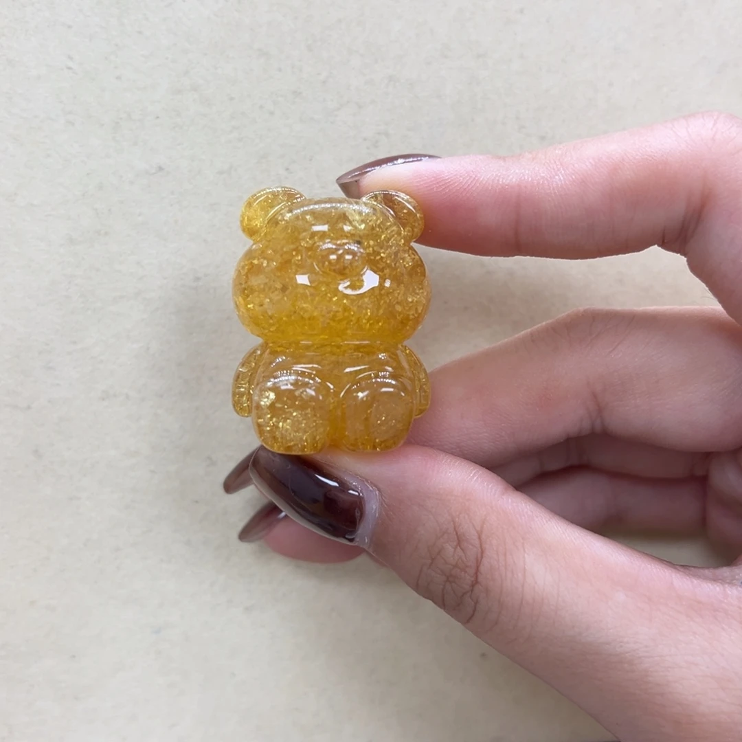 琥珀未镶嵌裸石天然琥珀蜜爆闪熊