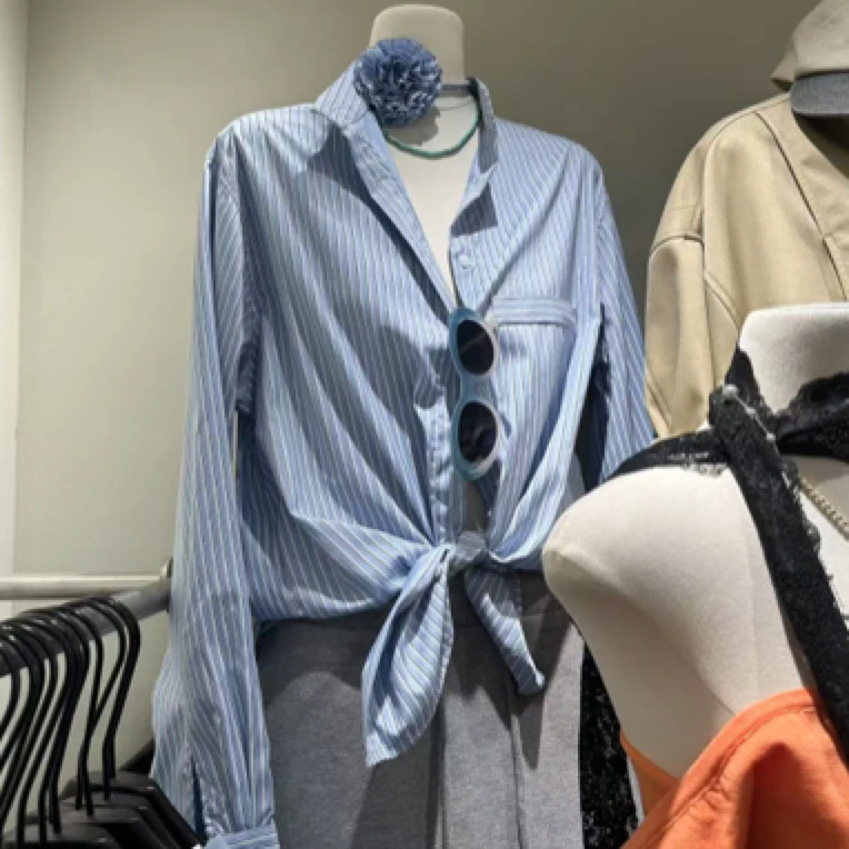 馒头（1mtc092#）玫瑰花朵 条纹衬衫 2-22