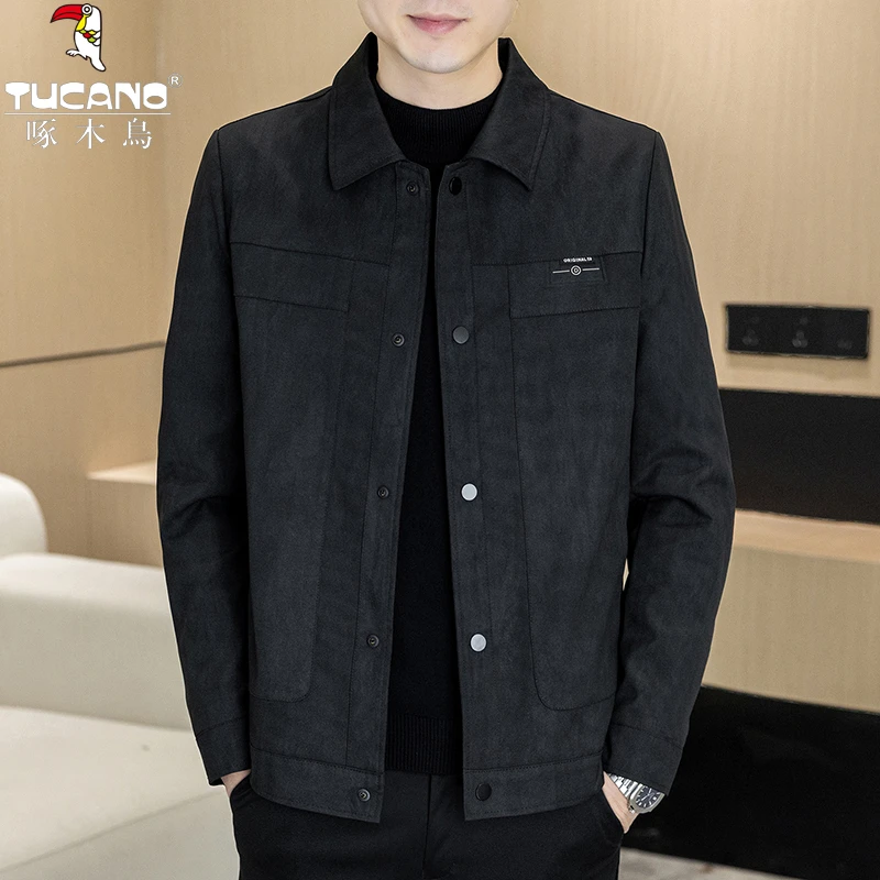 TUCANO/啄木鳥春秋时尚轻熟风印花拼接翻领高档夹克休闲商务外套