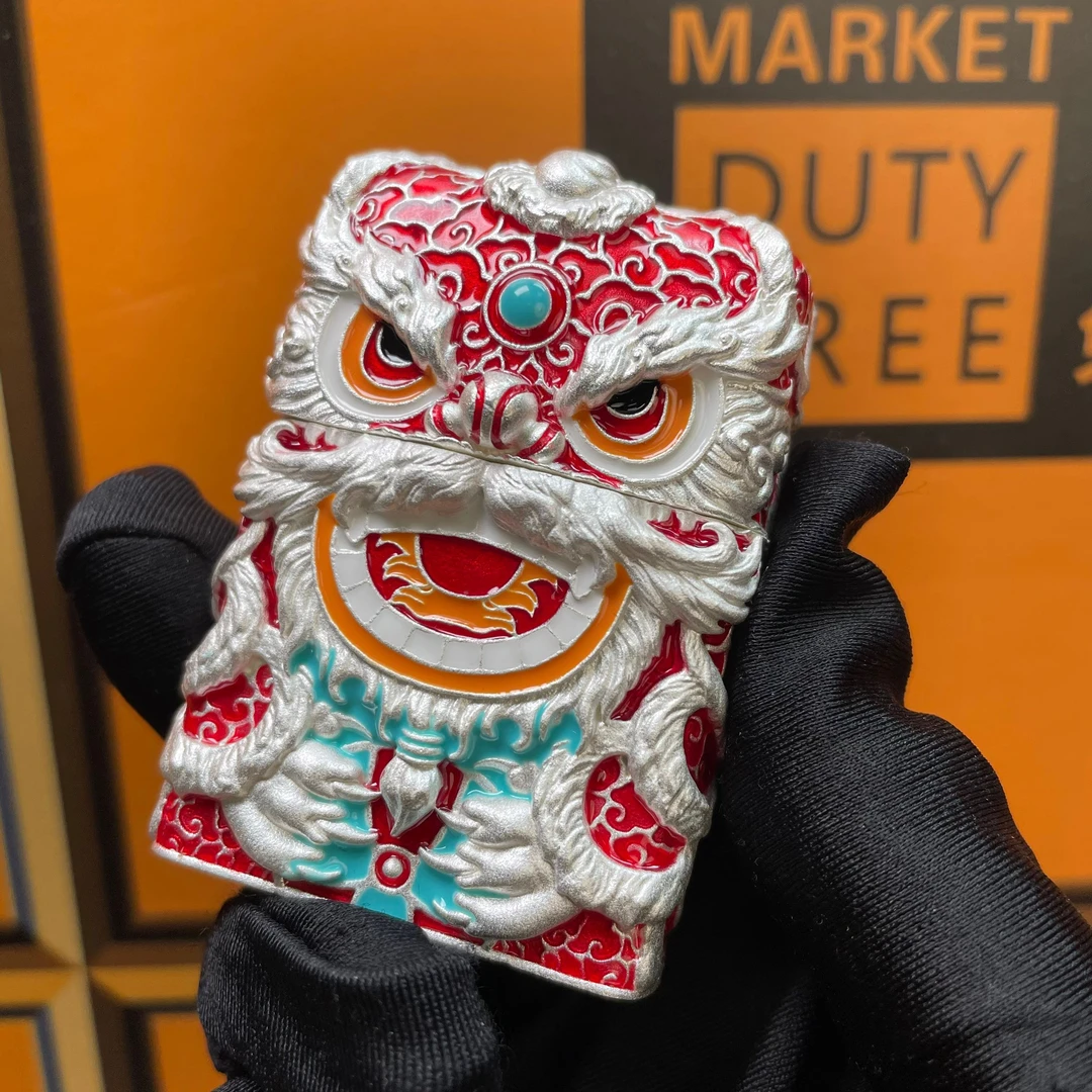 ZIPPO/之宝套甲掐丝珐琅醒狮打火机