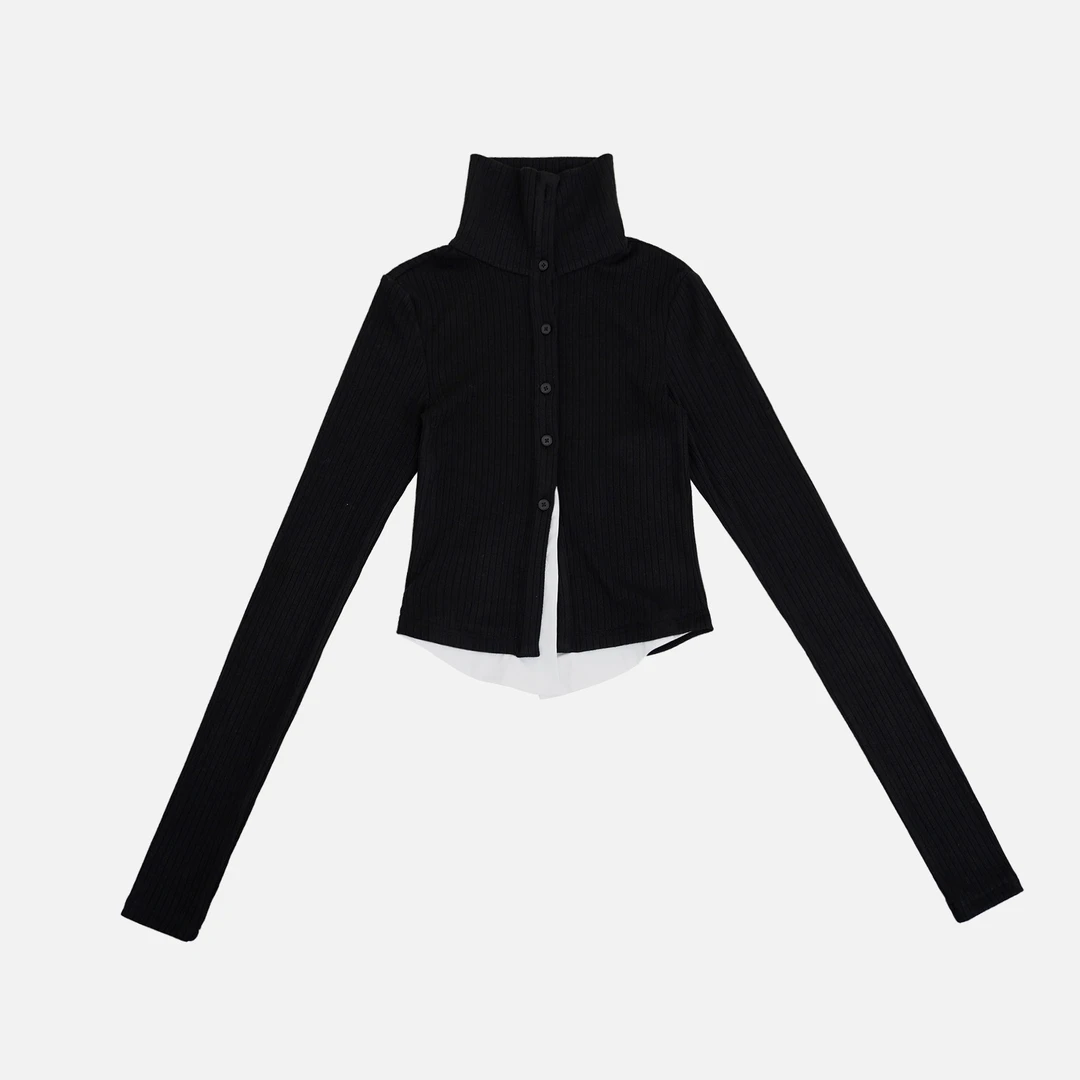 GGAHOLIDAY秋冬时尚休闲不规则修身显瘦长袖高领针织开衫-154249