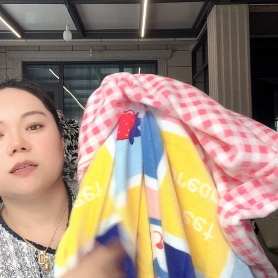 羊驼毛法兰绒粉色格子被套200×230