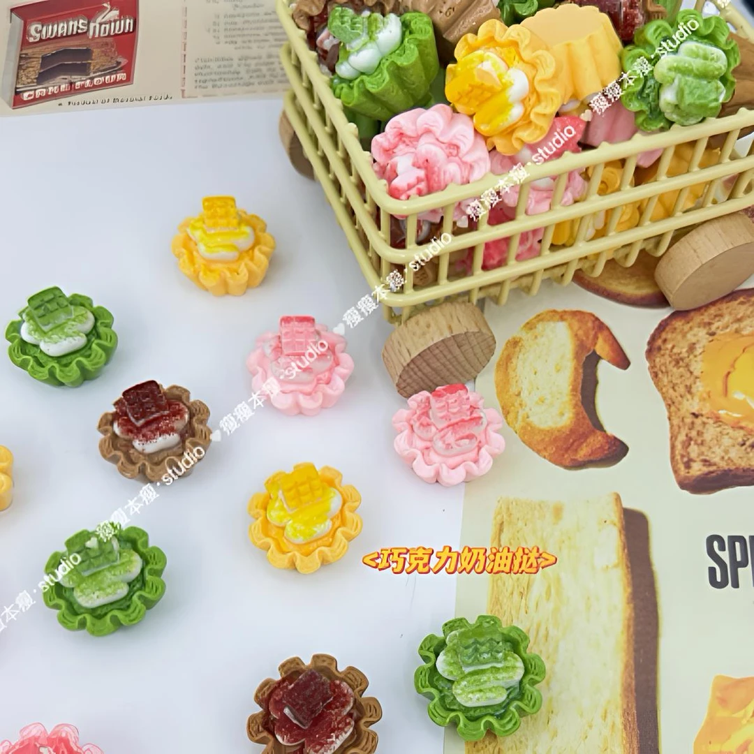 【福福瘦瘦定制-奶油巧克力挞】创意树脂diy食玩手工可爱饰品配件