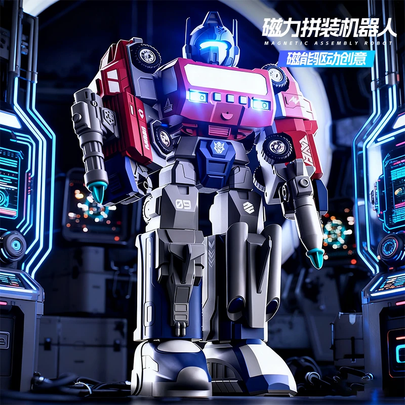 磁力变形机器人机甲遥控拼装磁吸变形汽车人合体玩具模型益智礼物