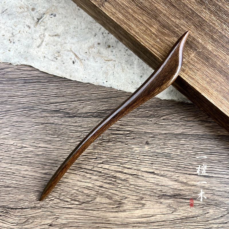 大叶檀清雅丨古风檀木发簪女高级感盘发簪子汉服马面裙中式发簪