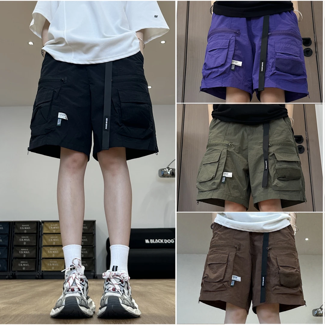 夏季多口袋机能工装裤腰带短裤户外休闲五分裤男士