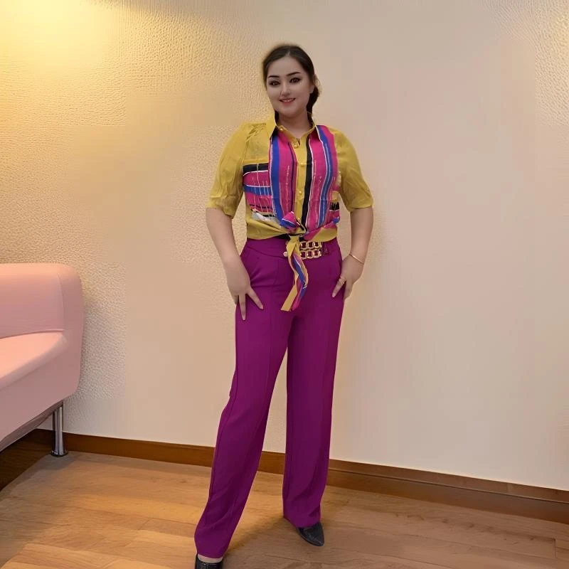 拉链纯色法式透气休闲套装紫色网红夏季女装显瘦气质休闲百搭