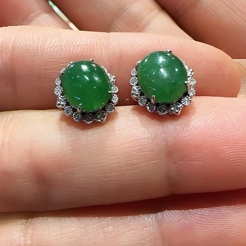 翡翠18K金镶嵌耳饰