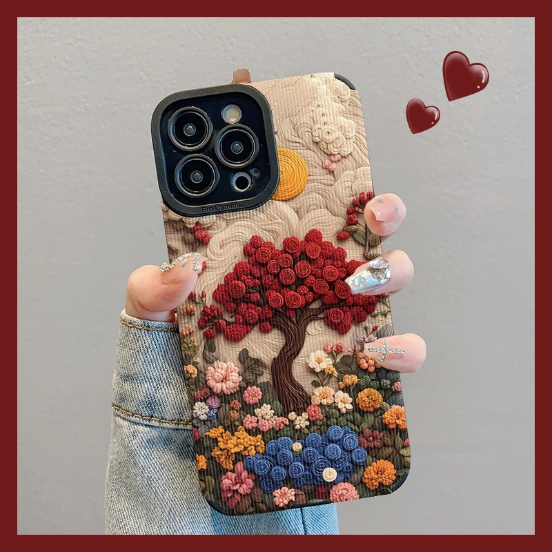 拼色花朵玫瑰适用苹果华为vivo小米oppo红米荣耀iPhone16手机壳15