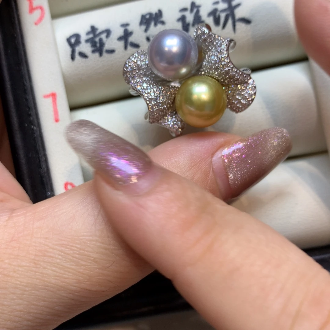 海水珍珠戒指银S925镶嵌