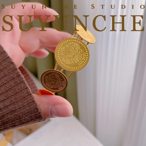 铜合金手镯 SuyuncheA103时尚气质复古圆牌手镯