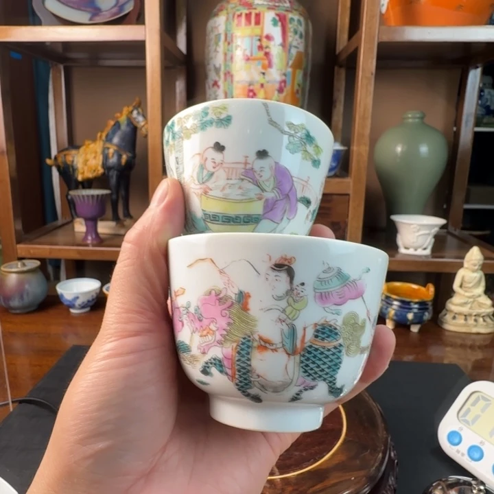 酒***杯粉彩八方来财主人杯子