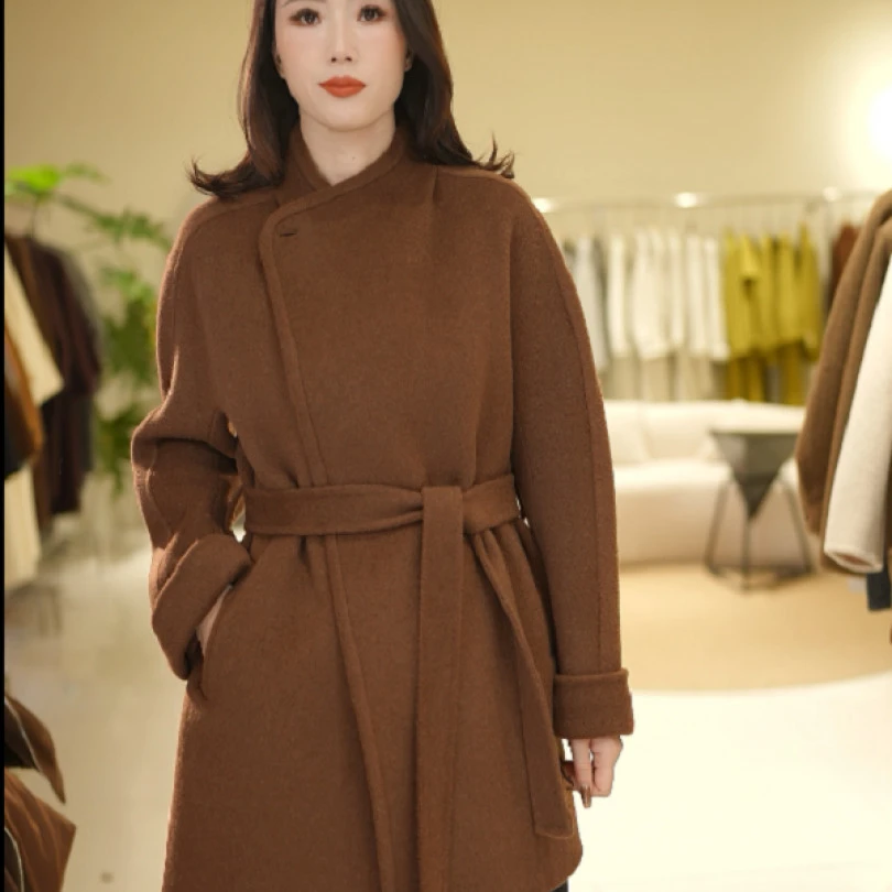 【赛姐高奢】骆驼绒大衣气质时尚休闲百搭宽松秋冬1612