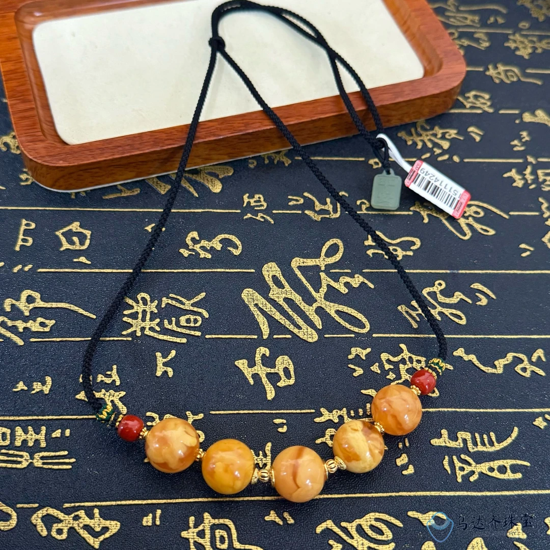 【乌达齐珠宝】15mm+老蜡五福临门锁骨链