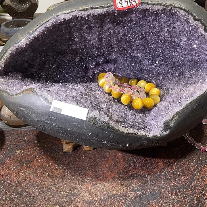 水晶未镶嵌摆件紫晶钱袋子