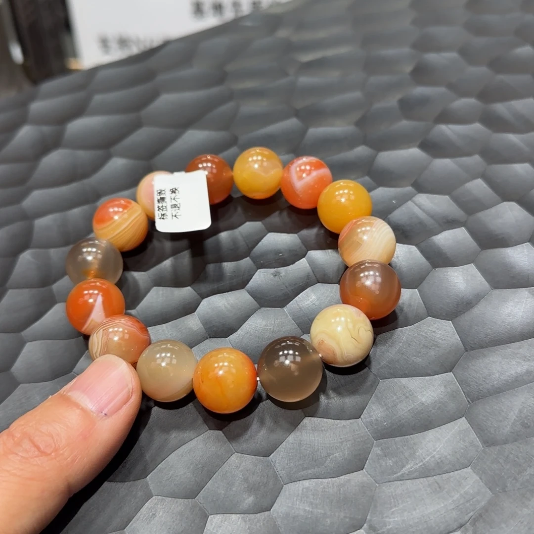 璞***岳南红玛瑙未镶嵌15+单圈多宝