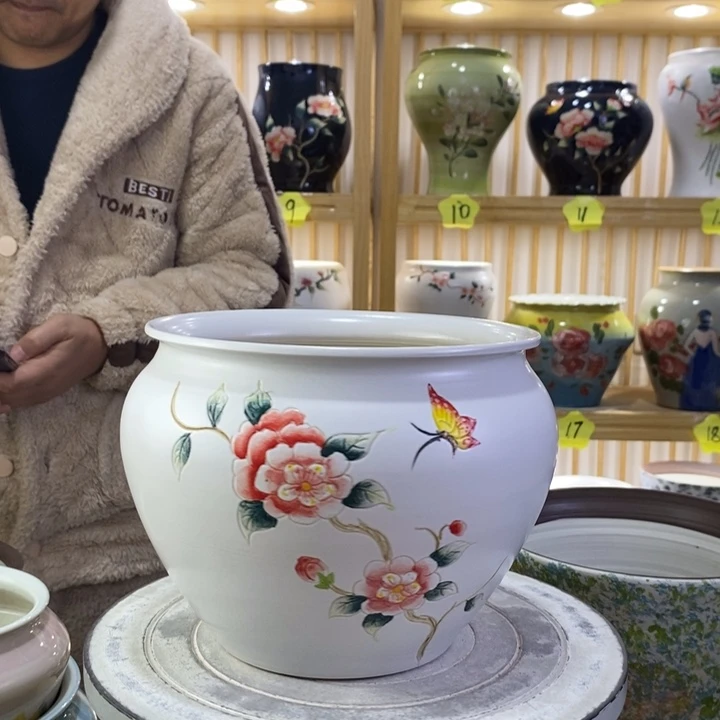 清***荷手工高温陶瓷景德镇