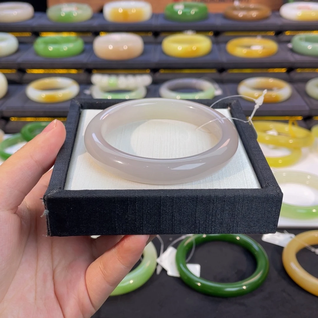 未镶嵌手镯和田玉-冰底香芋紫 57 58