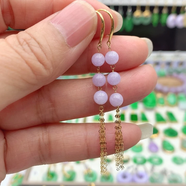 翡翠18K金镶嵌耳饰