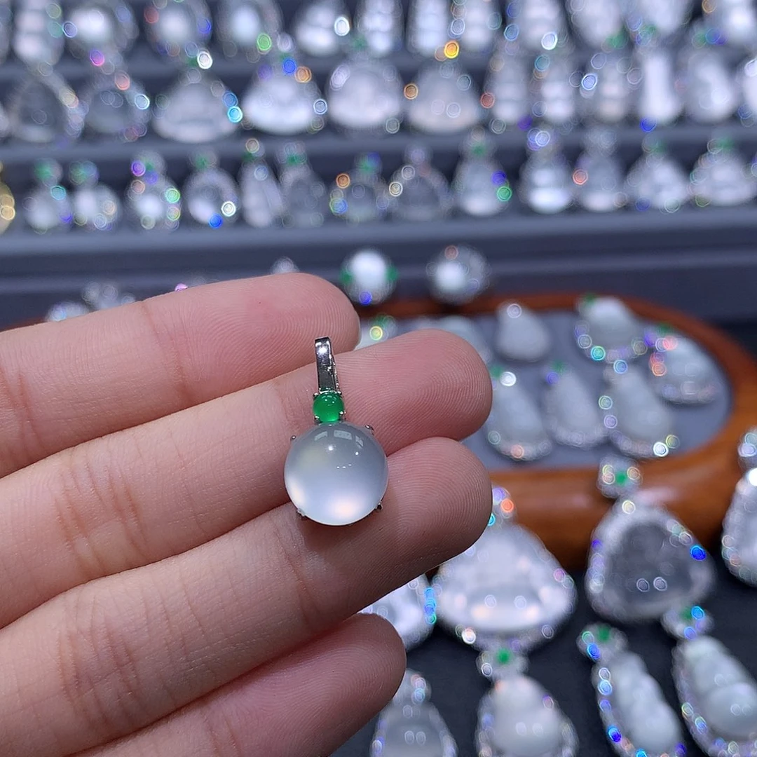 石英质玉银S925镶嵌吊坠(不含链)我***呢