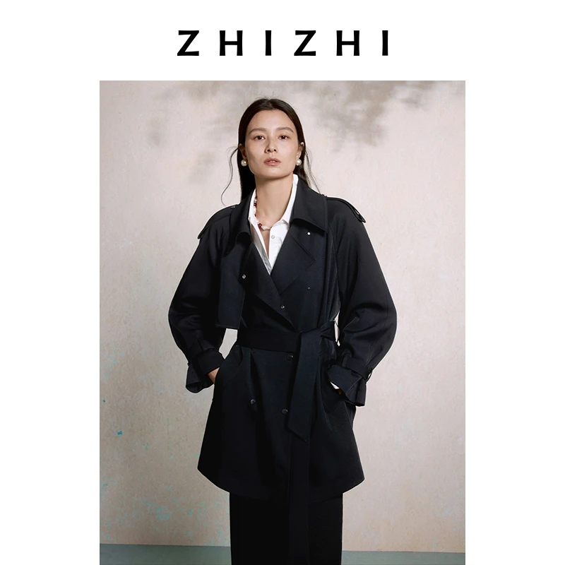 致知 夜半月 风衣短款现代古典25秋新款利落线条ZZ2EAWFQ008