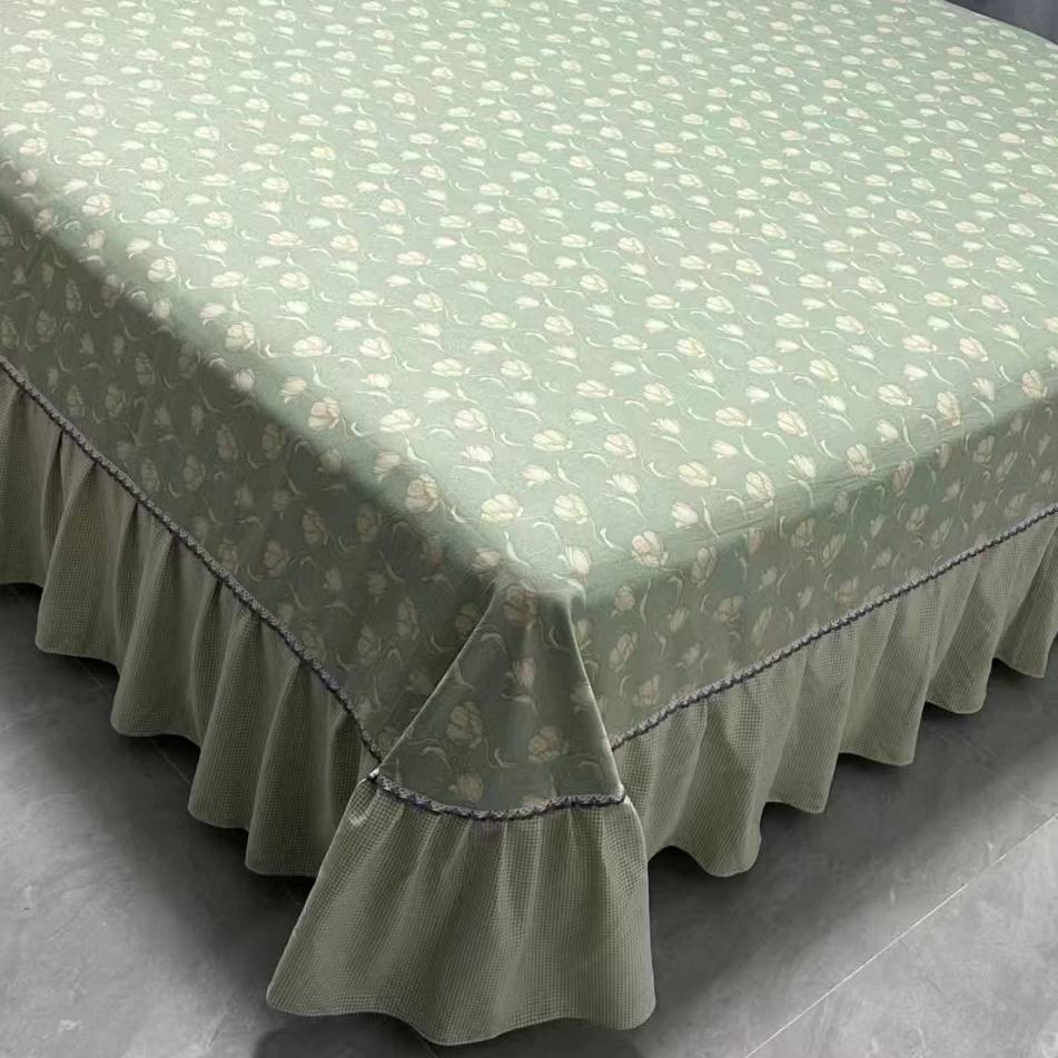 高端精品时尚欧单绿色倾城图案床裙