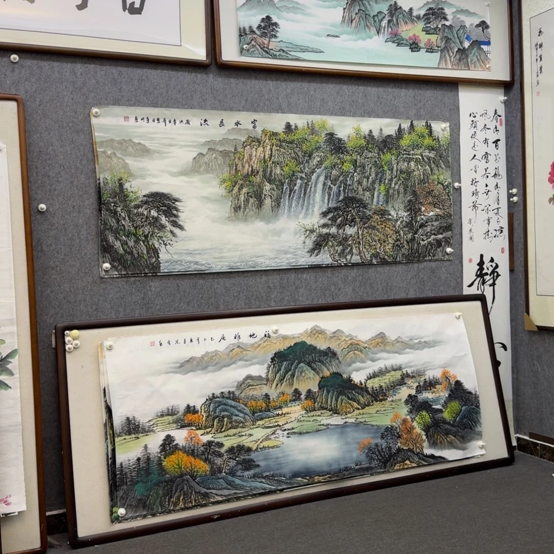 国画六尺富水长流画芯一副