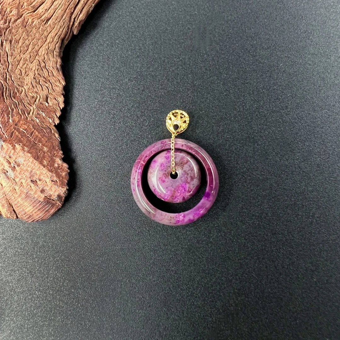 【圣芭黎】天然舒俱来吊坠平安子母扣桃红24-6多样性发一 D1726