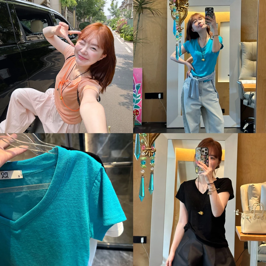 【BORAKOO】多色V领百搭短袖T恤