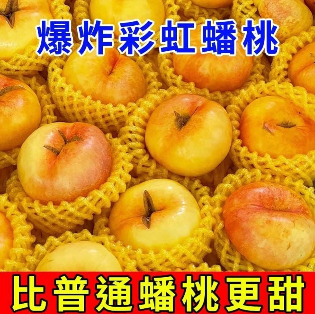 蒙阴蜜桃山东蒙阴蜜桃 彩虹蟠桃大果 香甜多汁 现摘现发