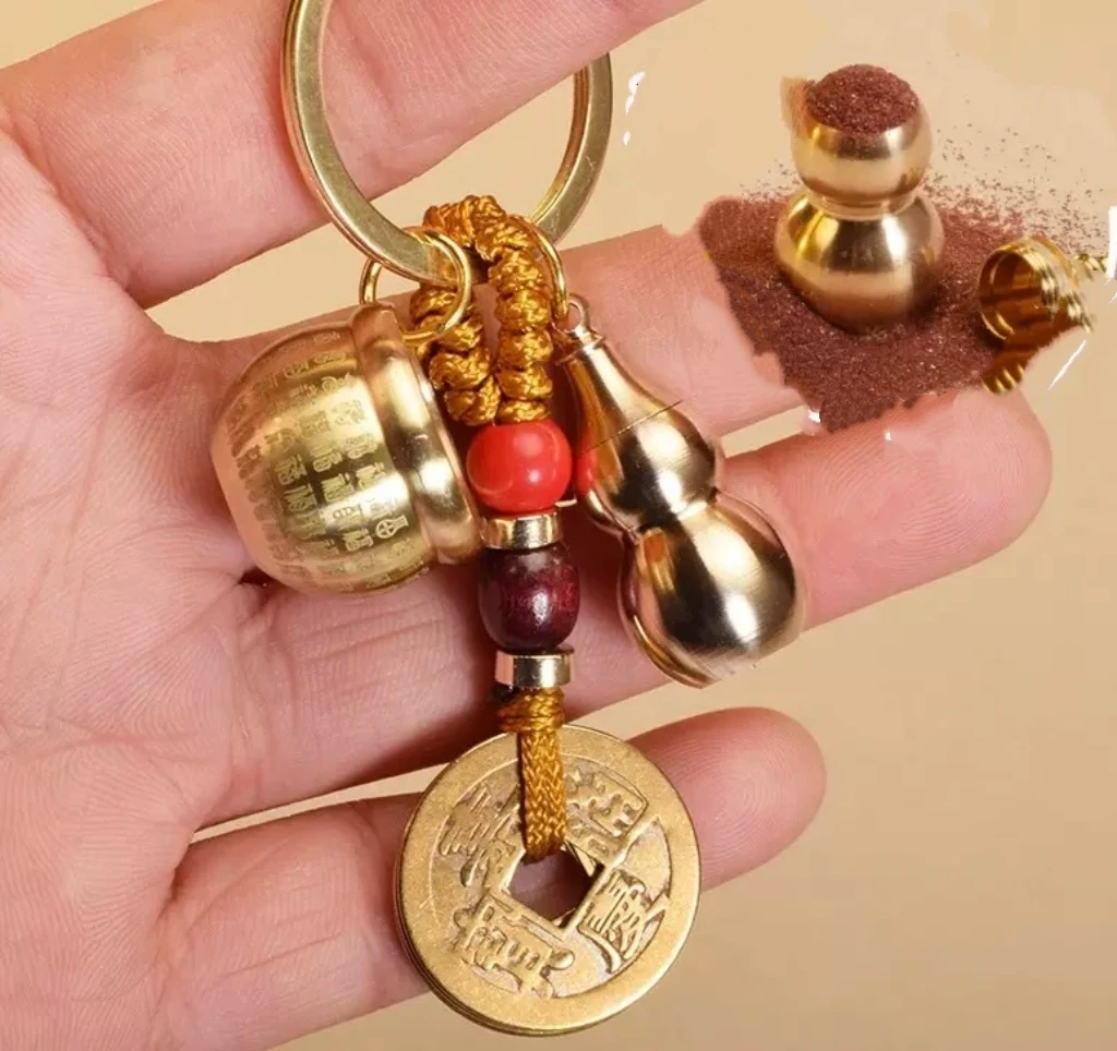 【老师推荐】黄铜百福缸挂件钥匙扣复古开口葫芦挂饰挂件